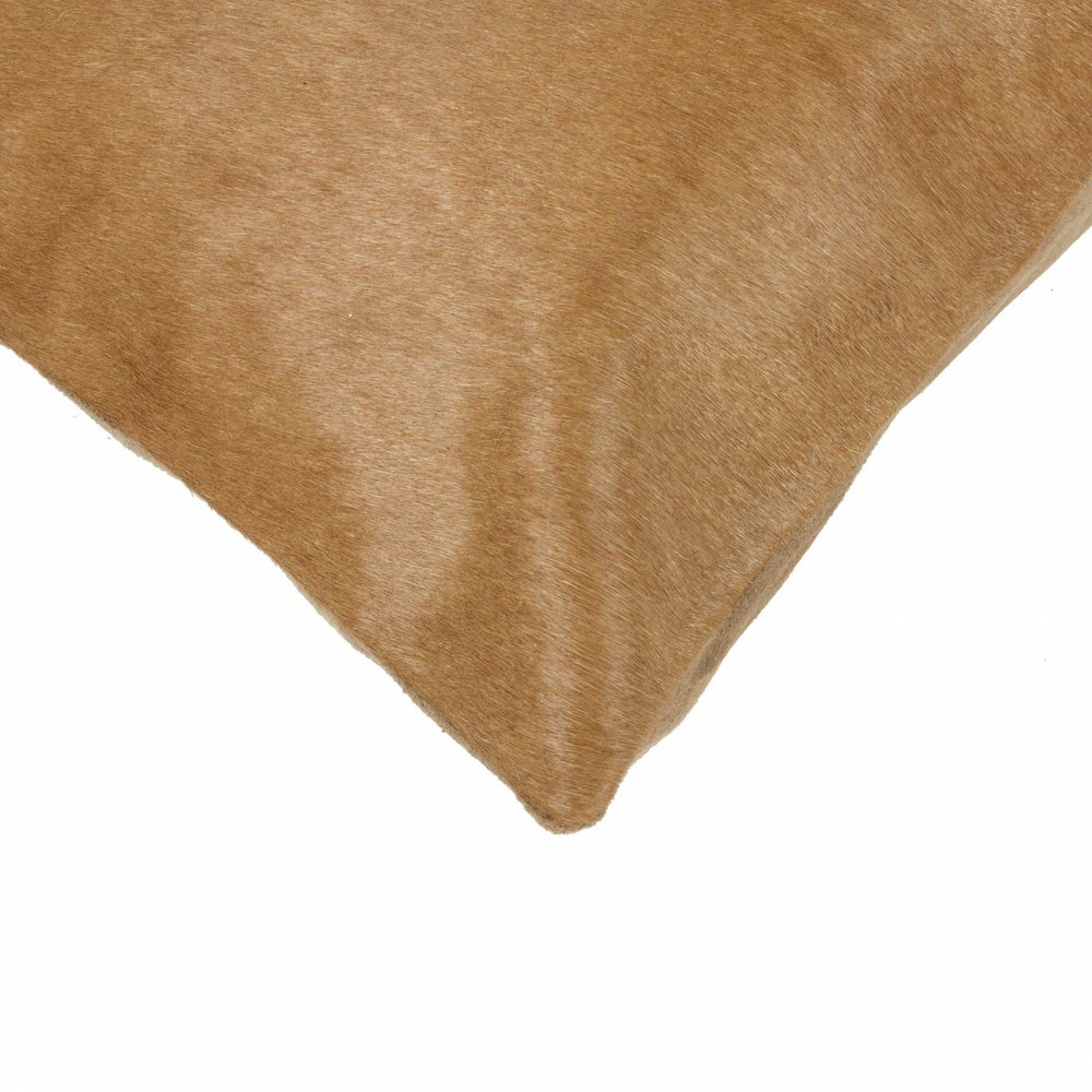 18" Tan Cowhide Throw Pillow - Homeroots - Flyclothing LLC