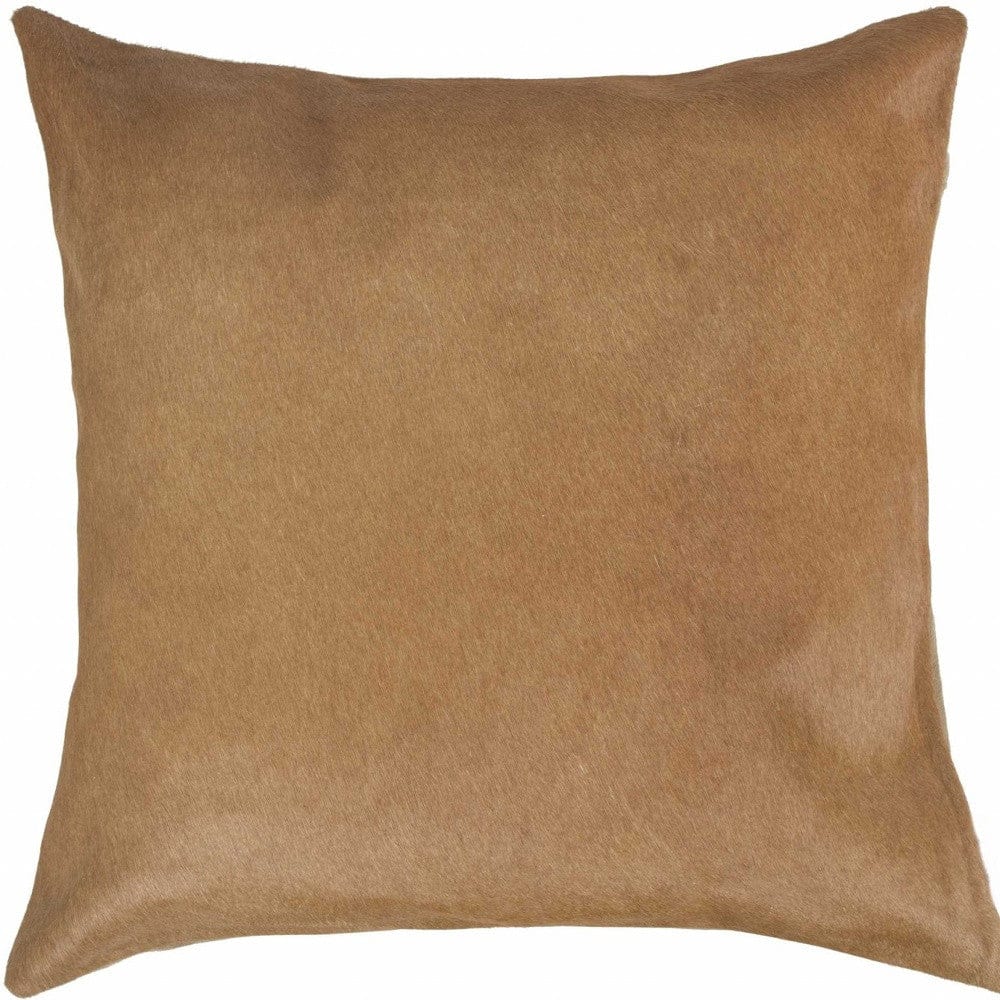18" Tan Cowhide Throw Pillow - Homeroots - Flyclothing LLC