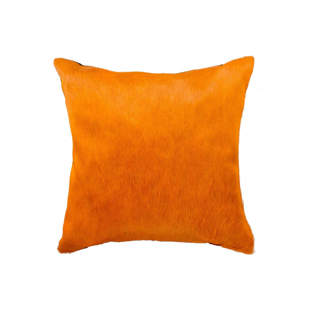 18" Orange Cowhide Throw Pillow - Homeroots - Flyclothing LLC