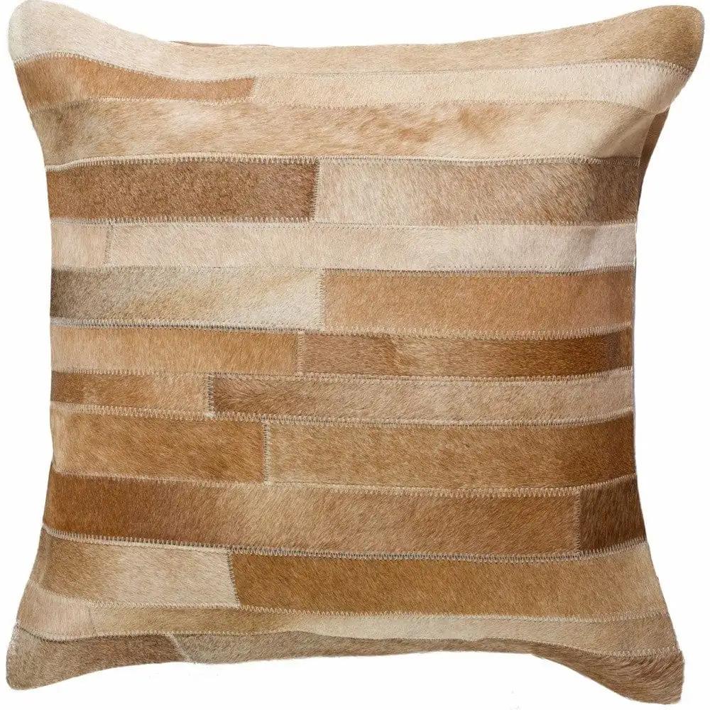 18" Tan Cowhide Throw Pillow - Homeroots - Flyclothing LLC