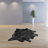 Black And Silver Cowhide Animal Print Area Rug - Homeroots - Flyclothing LLC