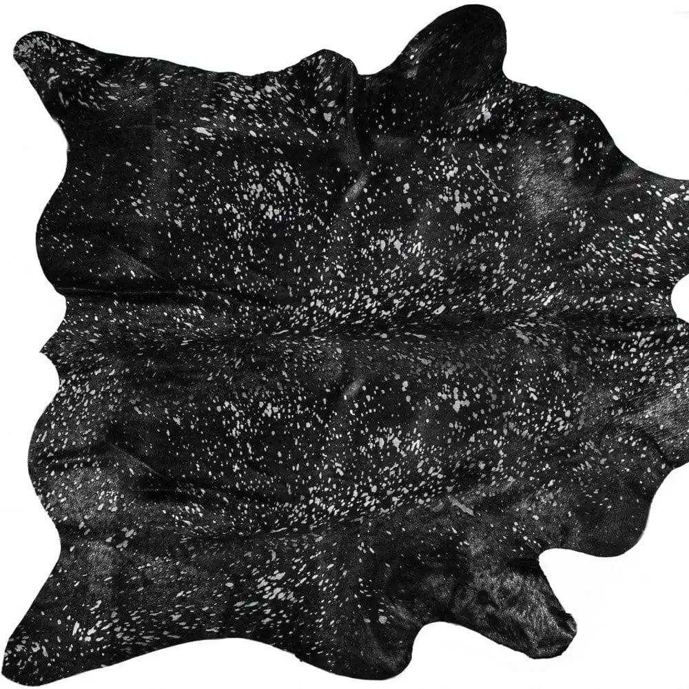 Black And Silver Cowhide Animal Print Area Rug - Homeroots - Flyclothing LLC