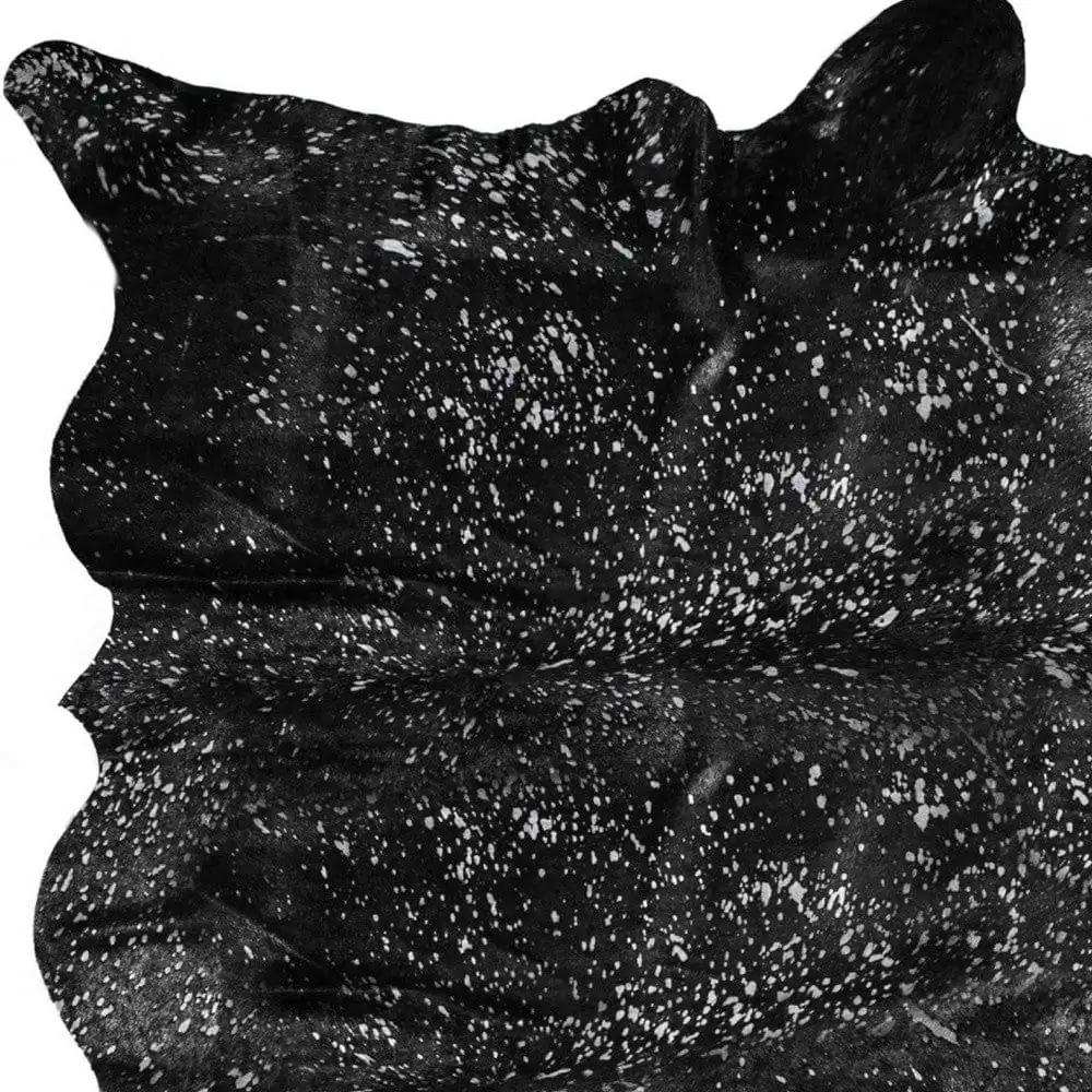 Black And Silver Cowhide Animal Print Area Rug - Homeroots - Flyclothing LLC