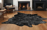 Black And Silver Cowhide Animal Print Area Rug - Homeroots - Flyclothing LLC
