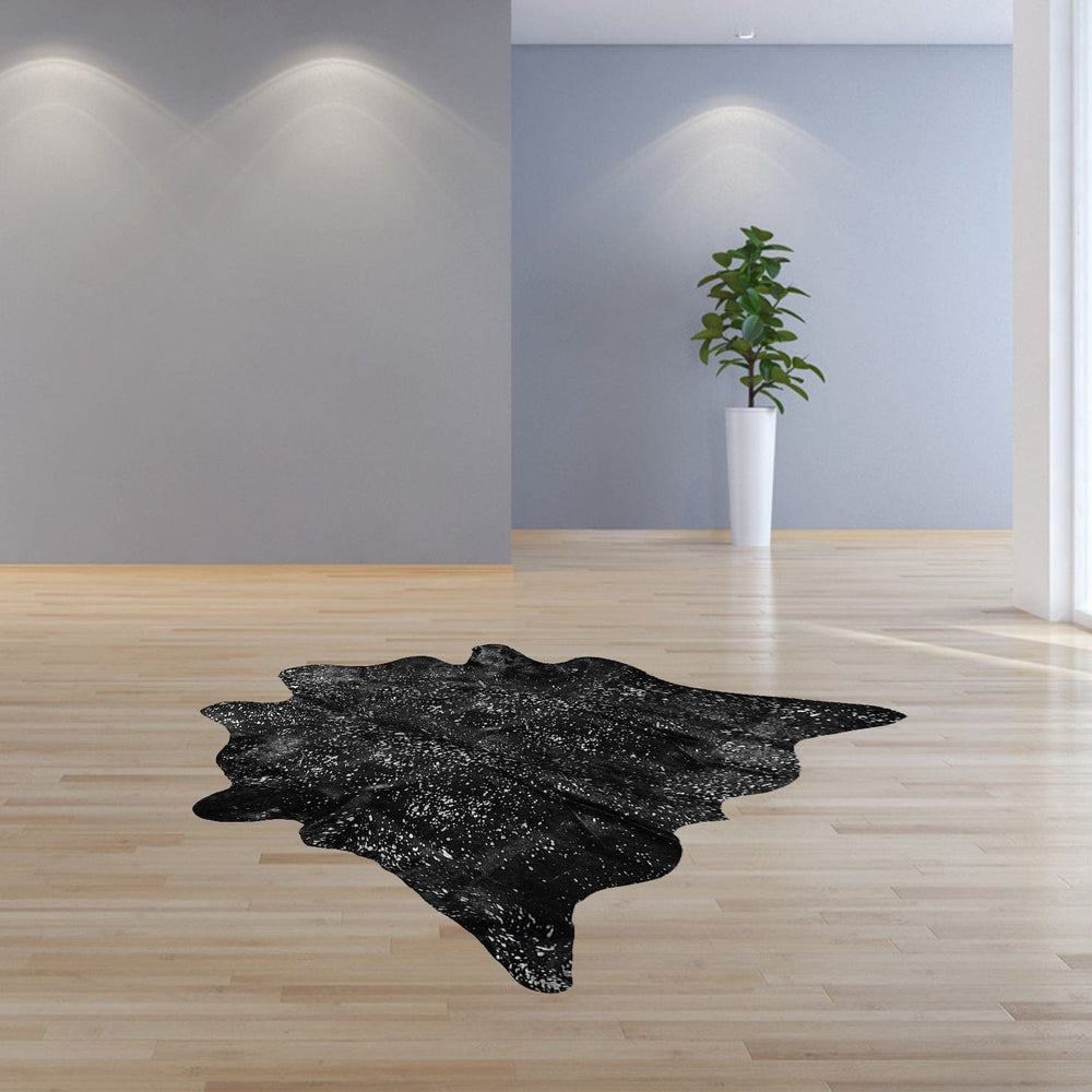 72" X 84" Black And Gold Cowhide - Area Rug - Homeroots - Flyclothing LLC