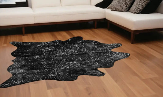 72" X 84" Black And Gold Cowhide - Area Rug - Homeroots
