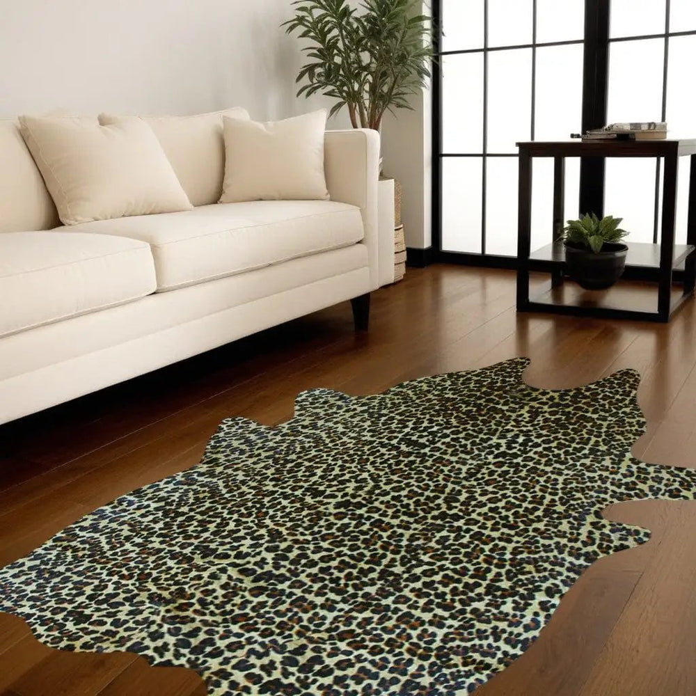 72" X 84" Leopard Cowhide - Rug - Homeroots - Flyclothing LLC