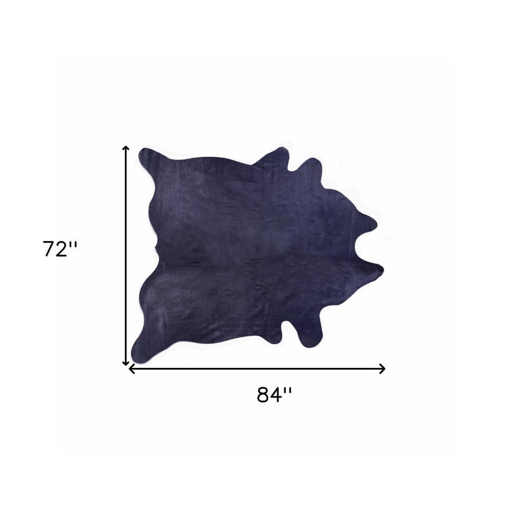 6' X 7' Navy Blue Cowhide Cowhide Area Rug - Homeroots - Flyclothing LLC