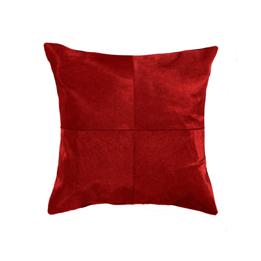 18" Red Cowhide Throw Pillow - Homeroots - Flyclothing LLC