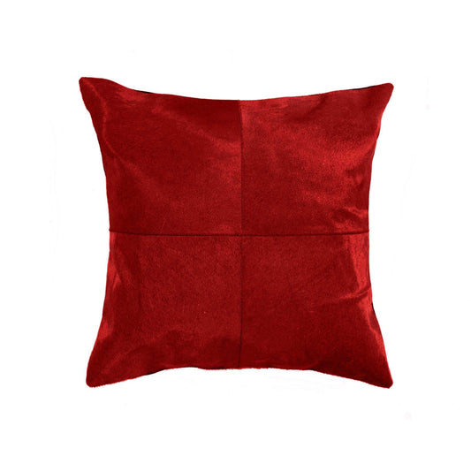 18" Red Cowhide Throw Pillow - Homeroots