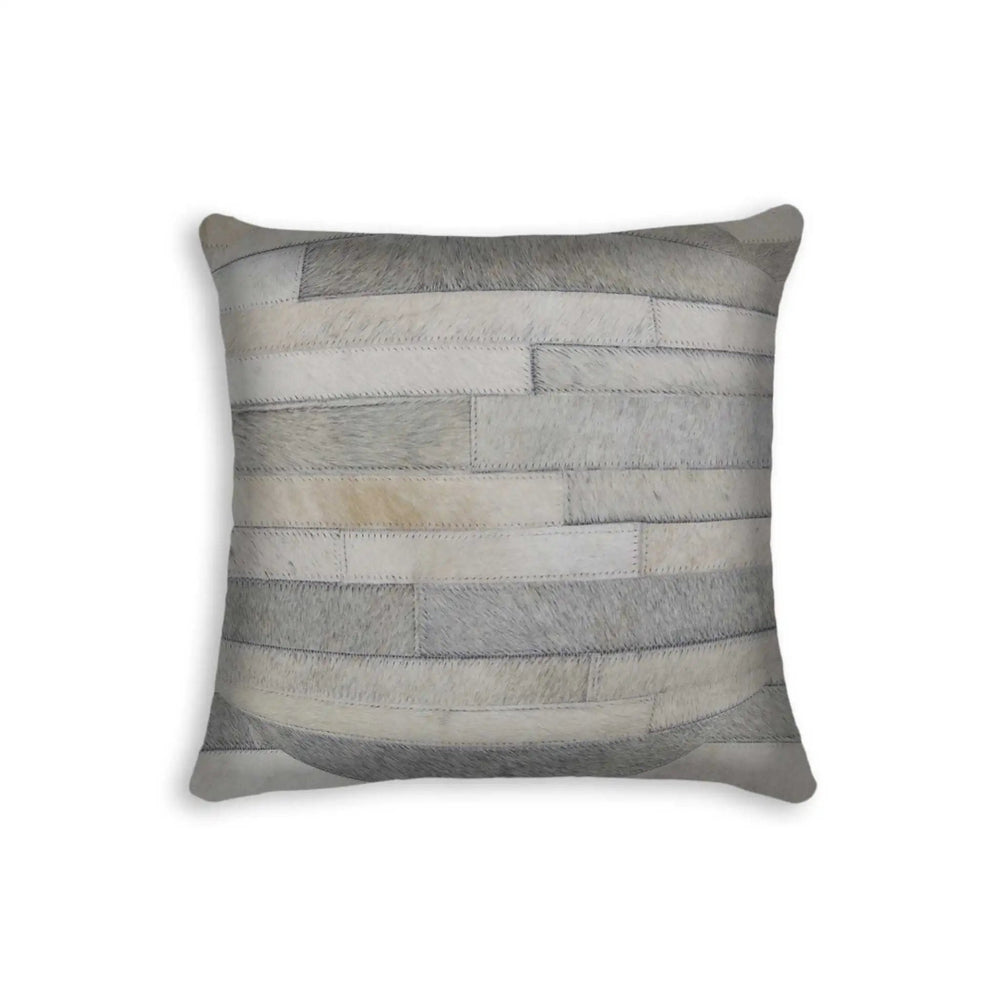 18" Gray Cowhide Throw Pillow - Homeroots - Flyclothing LLC