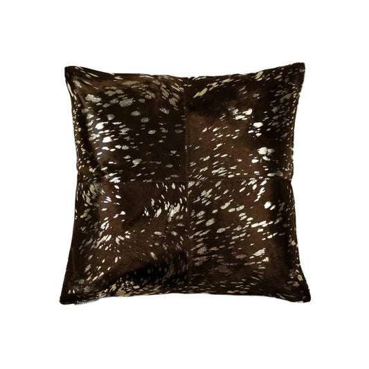 18" X 18" X 5" Gold And Chocolate Quattro Pillow - Homeroots