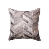 18" Gray Chevron Cowhide Throw Pillow - Homeroots - Flyclothing LLC