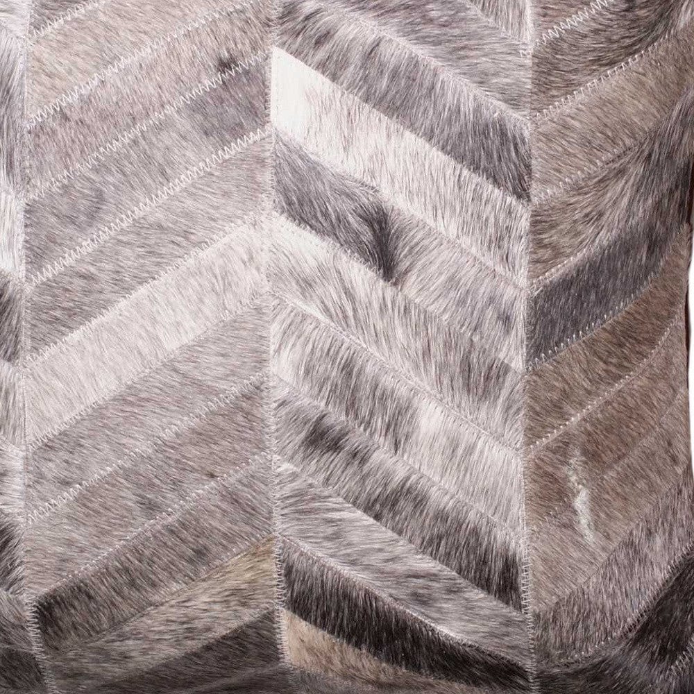 18" Gray Chevron Cowhide Throw Pillow - Homeroots - Flyclothing LLC