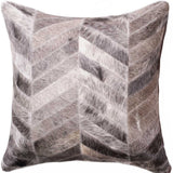 18" Gray Chevron Cowhide Throw Pillow - Homeroots - Flyclothing LLC