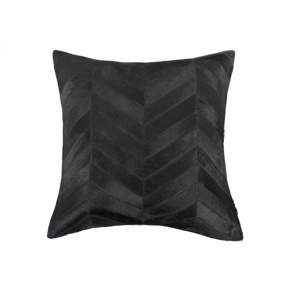 18" Black Cowhide Throw Pillow - Homeroots - Flyclothing LLC