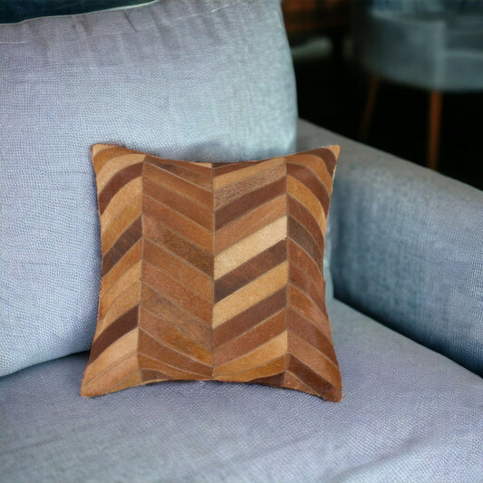 18" Tan Cowhide Throw Pillow - Homeroots