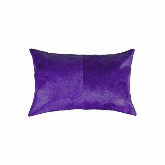 Hand Stitched Purple Natural Cowhide Decorative Lumbar Pillow - Homeroots - Flyclothing LLC