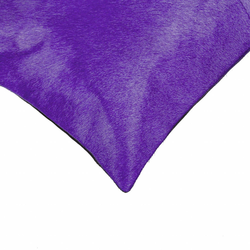 Hand Stitched Purple Natural Cowhide Decorative Lumbar Pillow - Homeroots - Flyclothing LLC