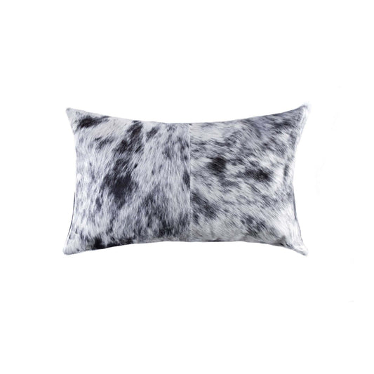 18" X 18" X 5" Salt And Pepper Black And White Cowhide Pillow - Homeroots