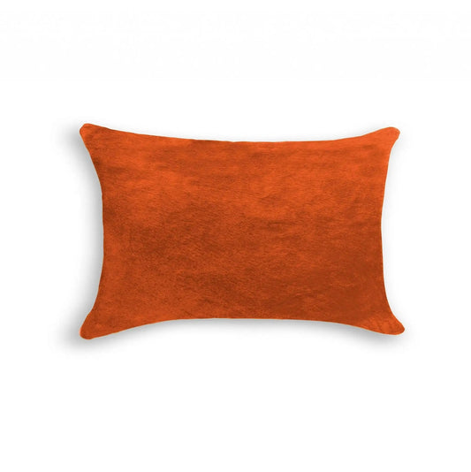 12" X 20" X 5" Orange Cowhide Pillow - Homeroots