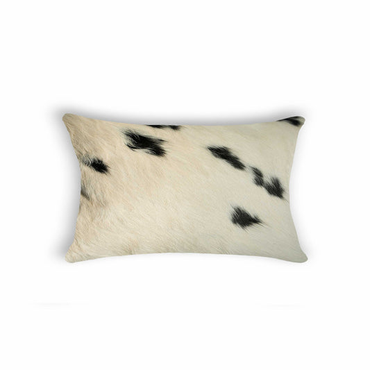 12" X 20" X 5" White And Black Cowhide Pillow - Homeroots