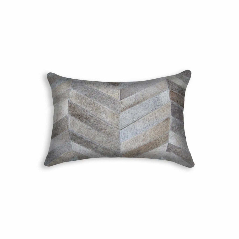 12 X 20 Gray Chevron Cowhide Throw Pillow - Homeroots - Flyclothing LLC