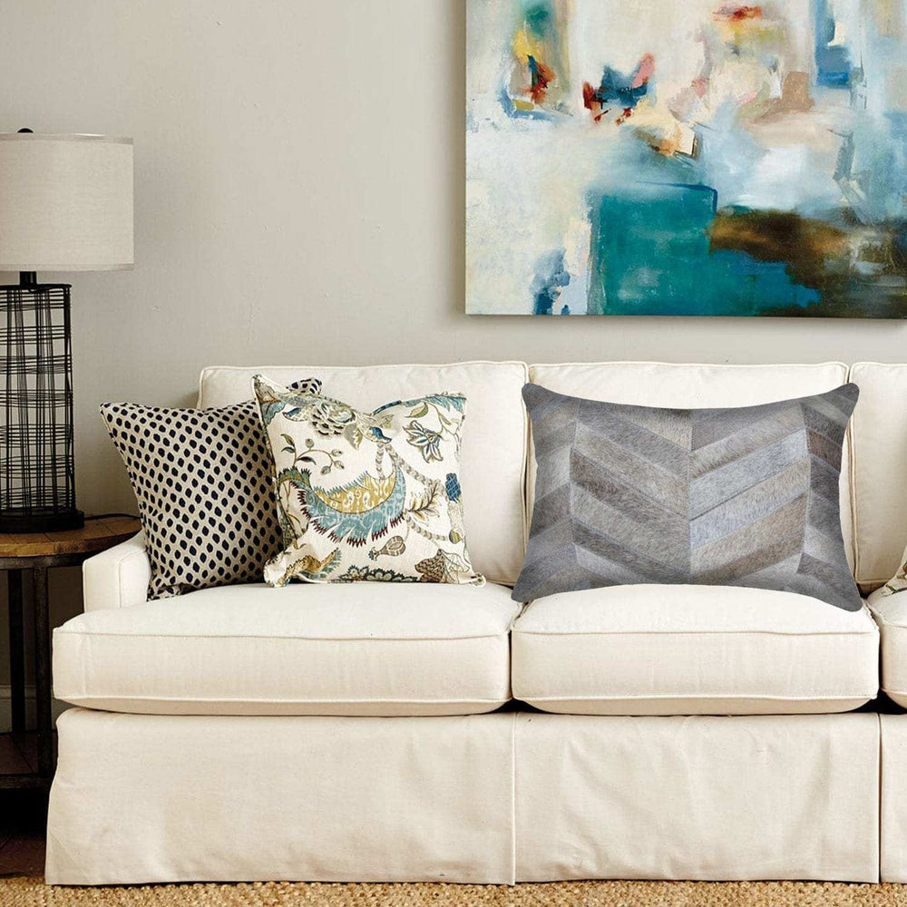 12 X 20 Gray Chevron Cowhide Throw Pillow - Homeroots - Flyclothing LLC