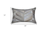 12 X 20 Gray Chevron Cowhide Throw Pillow - Homeroots - Flyclothing LLC