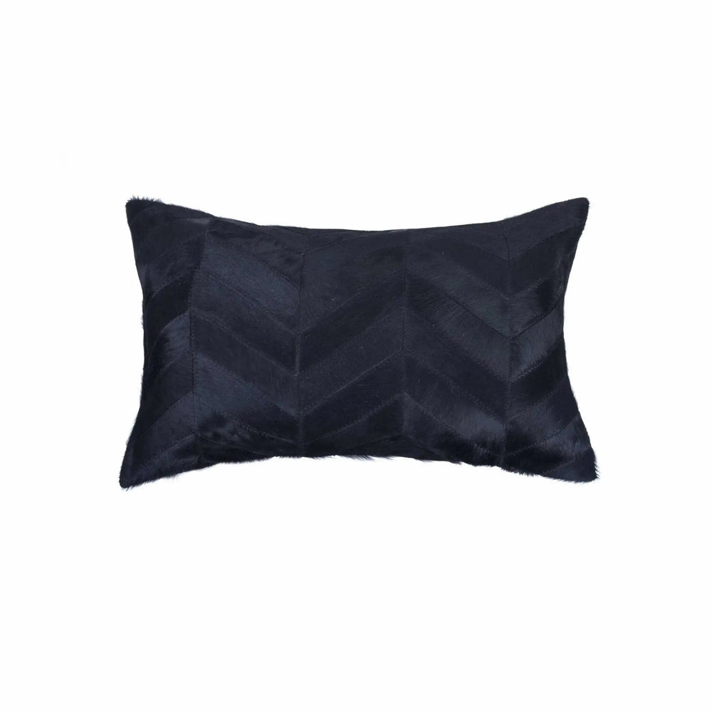 12" X 20" Black Cowhide Throw Pillow - Homeroots - Flyclothing LLC