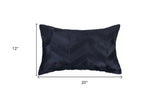 12" X 20" Black Cowhide Throw Pillow - Homeroots - Flyclothing LLC