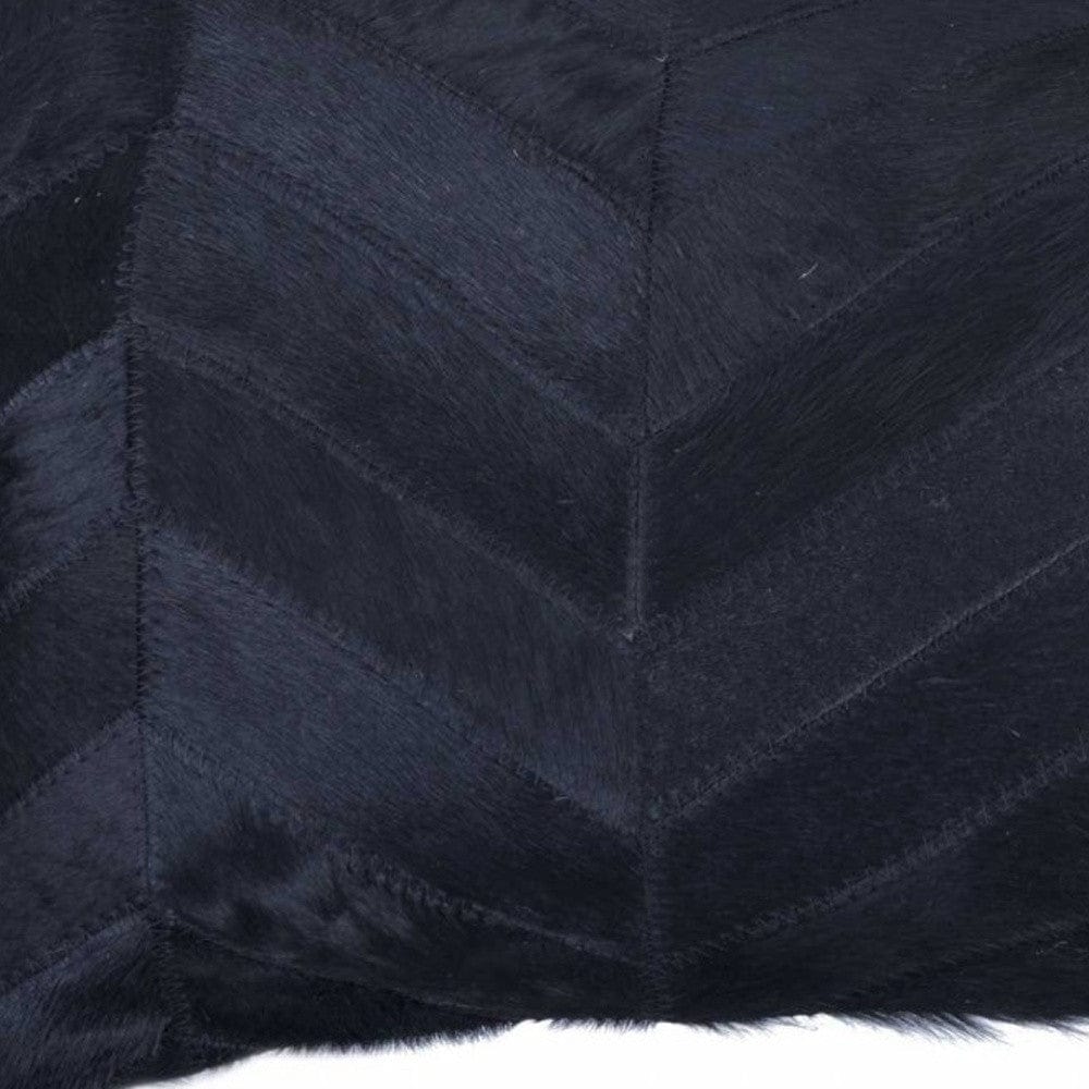 12" X 20" Black Cowhide Throw Pillow - Homeroots - Flyclothing LLC