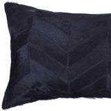 12" X 20" Black Cowhide Throw Pillow - Homeroots - Flyclothing LLC