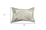 12" X 20" Natural Chevron Cowhide Throw Pillow - Homeroots - Flyclothing LLC