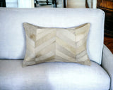 12" X 20" Natural Chevron Cowhide Throw Pillow - Homeroots - Flyclothing LLC