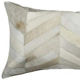 12" X 20" Natural Chevron Cowhide Throw Pillow - Homeroots - Flyclothing LLC