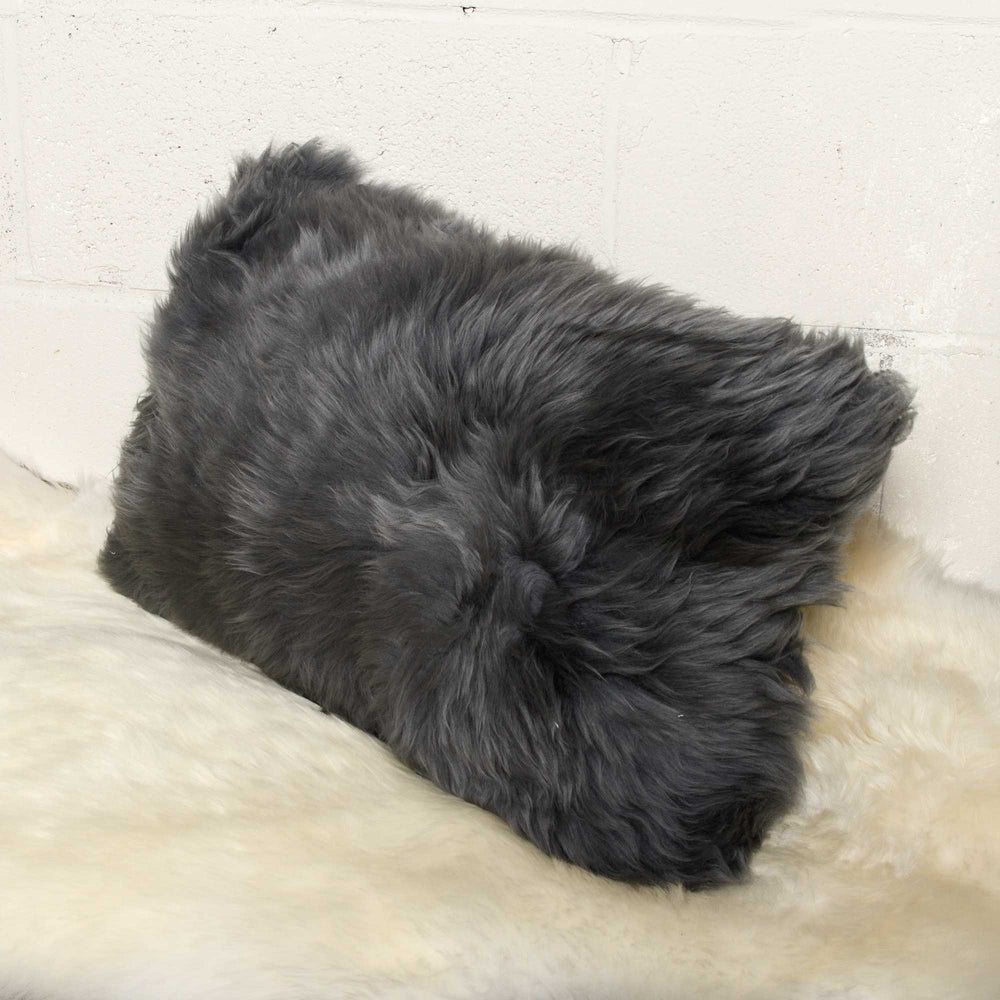 12" X 20" X 5" Gray Sheepskin Pillow - Homeroots - Flyclothing LLC