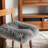 15" X 15" Silver Sheepskin Solid Color Dining Chair Pad - Homeroots - Flyclothing LLC