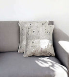 Set of Two Silver and Gray Cowhide Throw Pillow - Homeroots - Flyclothing LLC