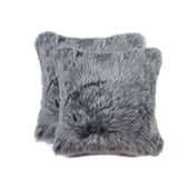 18" X 18" X 5" Gray Sheepskin Pillow 2 Pack - Homeroots - Flyclothing LLC