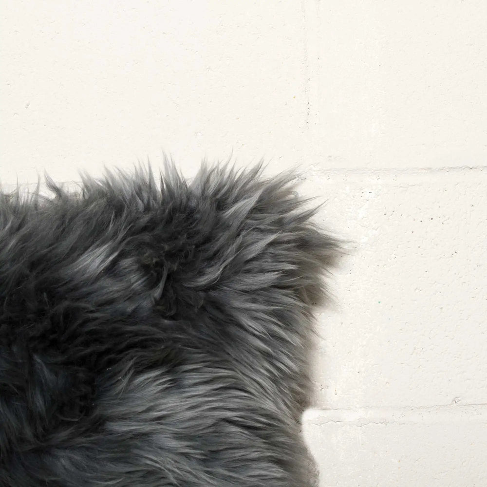 18" X 18" X 5" Gray Sheepskin Pillow 2 Pack - Homeroots - Flyclothing LLC