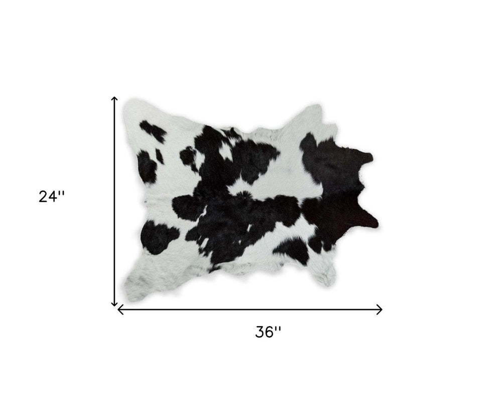 2' X 3' Black and White Cowhide Hand Woven Area Rug - Homeroots - Flyclothing LLC