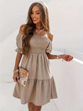 Full Size Ruffled Off-Shoulder Short Sleeve Dress - Trendsi - Flyclothing LLC