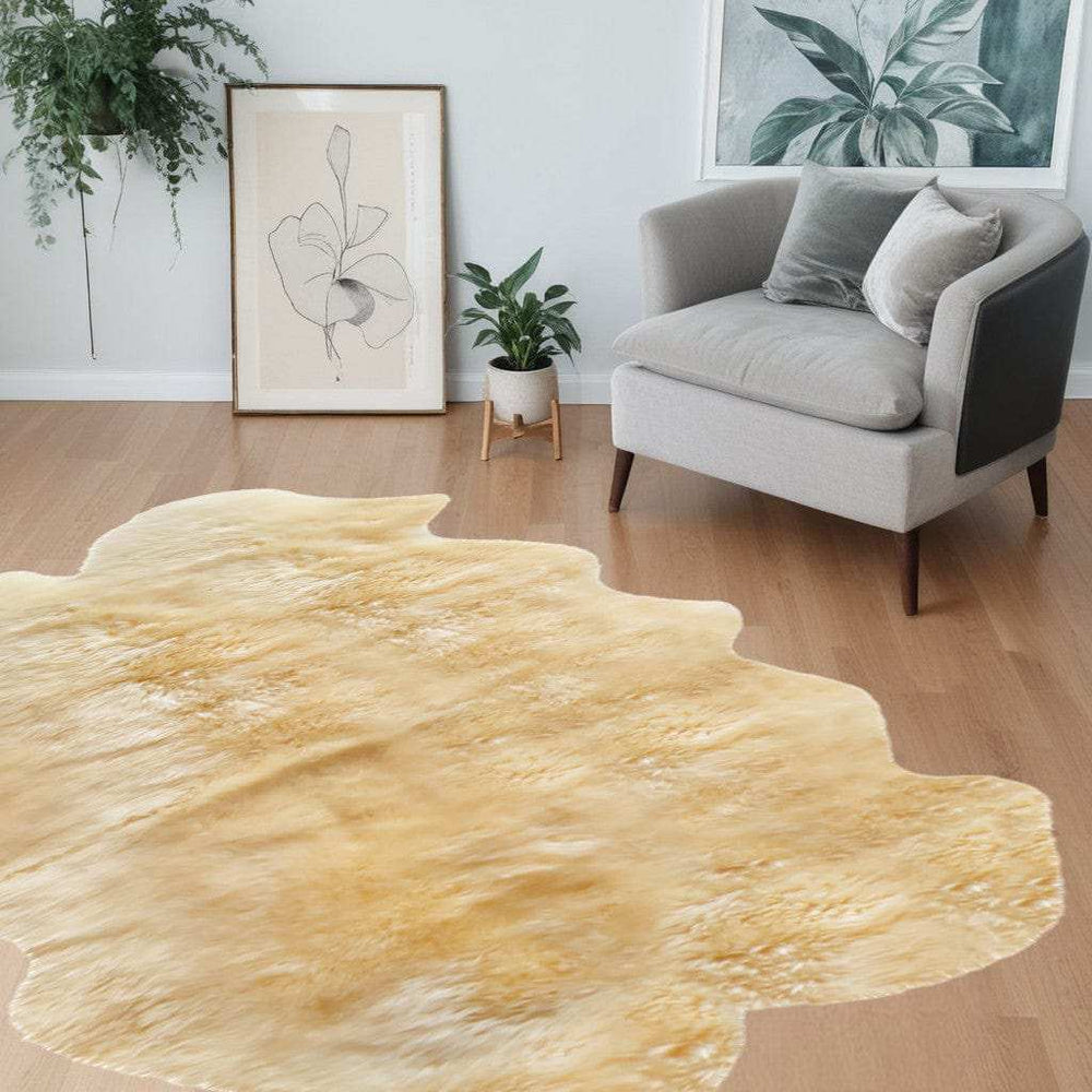 Gold Animal Print Area Rug - Homeroots - Flyclothing LLC