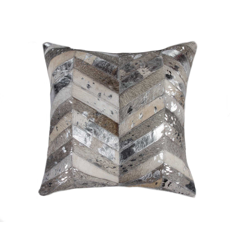 18" Silver Cowhide Throw Pillow - Homeroots - Flyclothing LLC