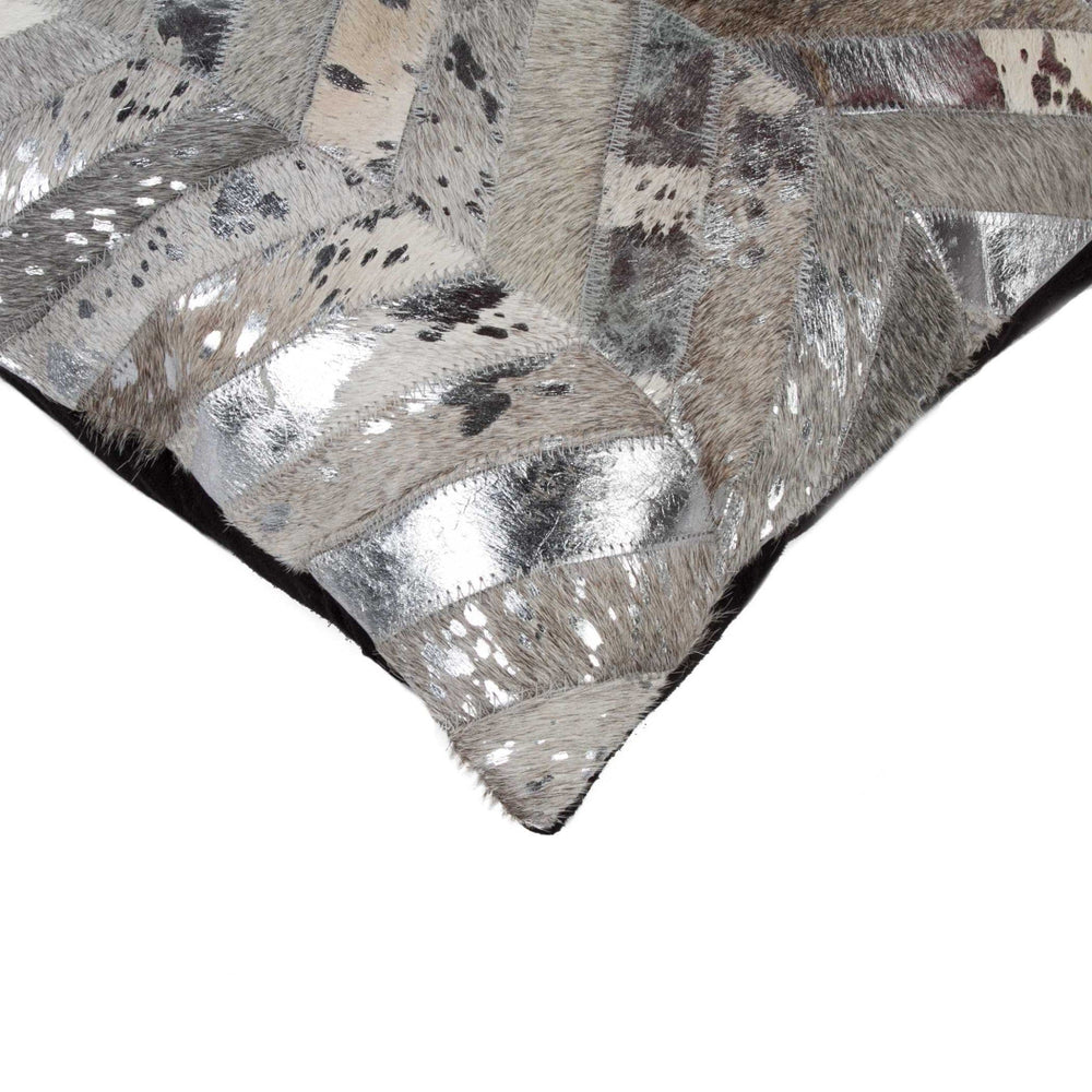18" Silver Cowhide Throw Pillow - Homeroots - Flyclothing LLC