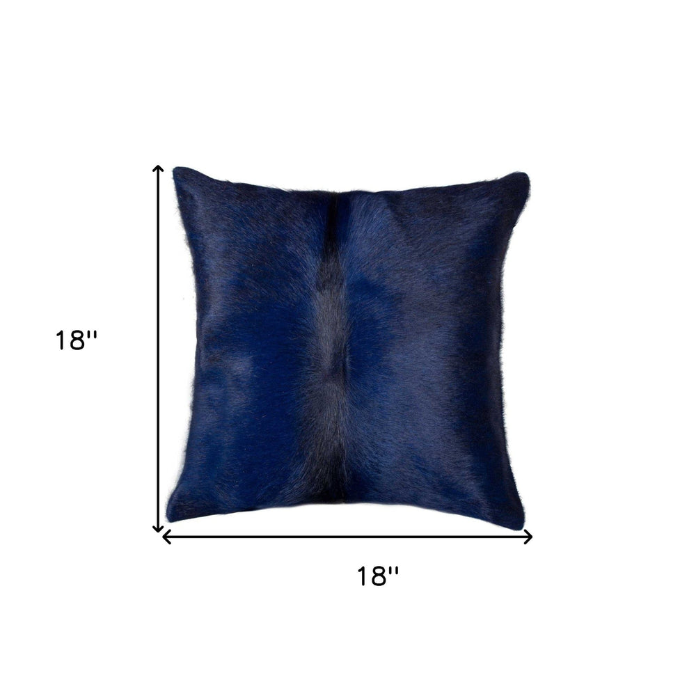 18" Navy Cowhide Throw Pillow - Homeroots - Flyclothing LLC