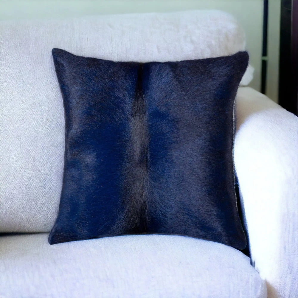 18" Navy Cowhide Throw Pillow - Homeroots - Flyclothing LLC