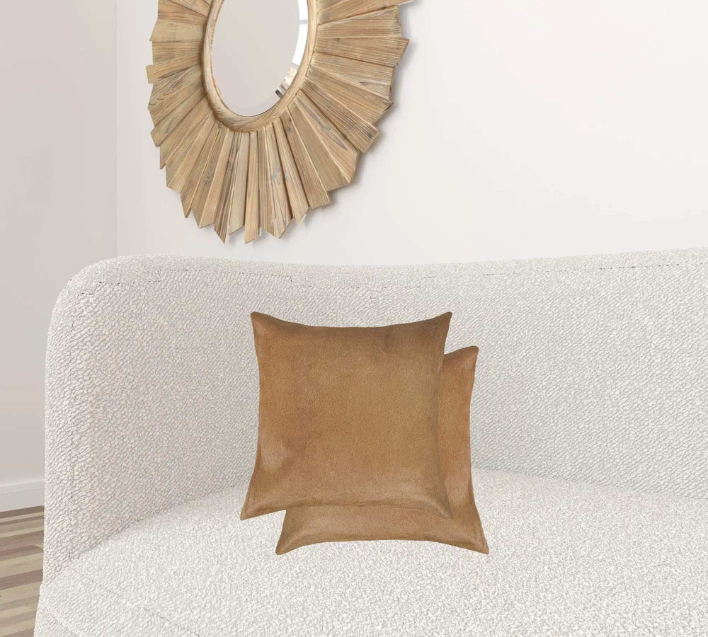18 X 18 Tan Cowhide Throw Pillow - Homeroots - Flyclothing LLC
