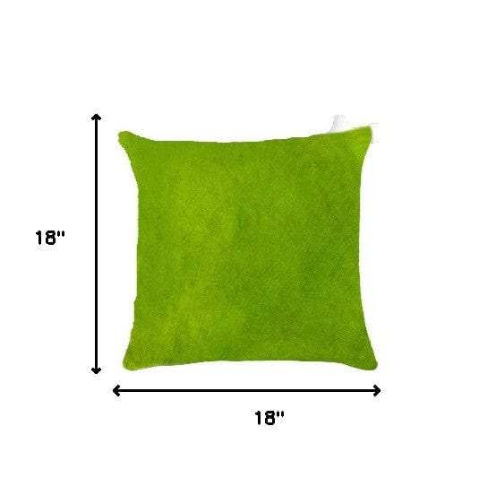 Set of Two Lime Green Cowhide Throw Pillow - Homeroots - Flyclothing LLC